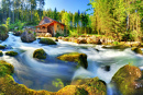 Paisagem com cachoeira e moinho, Alpes Golling