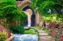 Cisnes e Cachoeira ao Luar