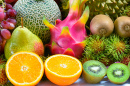 Close-up de frutas tropicais