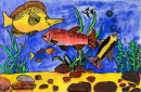 Ilustração em aquarela do Mundo Subaquático