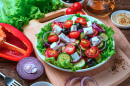 Prato de Salada Grega Close-Up
