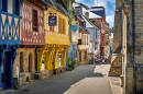 Casas Enxaimel em Josselin, Morbihan, França