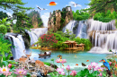 Bela paisagem com cachoeiras