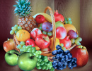 Composição com Frutas em uma Cesta de Vime