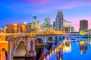 Centro de Minneapolis em Sunset, Minnesota, EUA