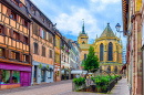 Rue de l'Église, na Cidade Velha de Colmar, França
