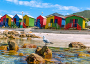 Casas de praia coloridas em Muizenberg, Cidade do Cabo