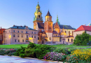 Vista de um castelo Wawel em Cracóvia, Polônia