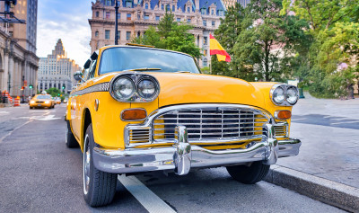 Táxi Amarelo Vintage na cidade de Nova York, EUA