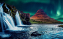 Paisagem de inverno da Montanha Kirkjufell, Islândia