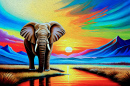 Elefante ao pôr do sol no Quênia