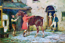 Um Cavalheiro Montando Um Cavalo Diante de uma Taverna