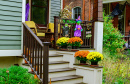 Varanda decorada para o Halloween em Lambertville, NJ